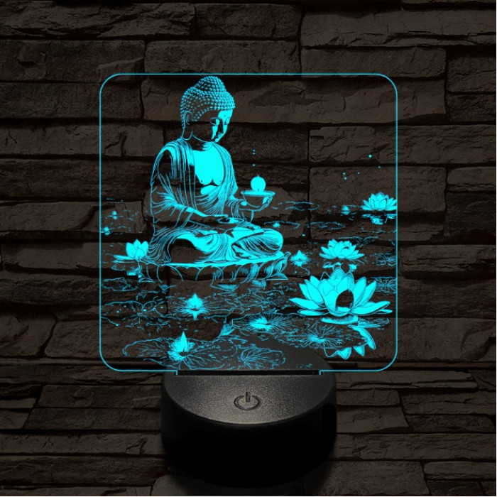 Buddha  fénye 7 színű  3D led lámpa