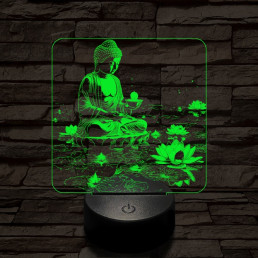 Buddha  fénye 7 színű  3D led lámpa