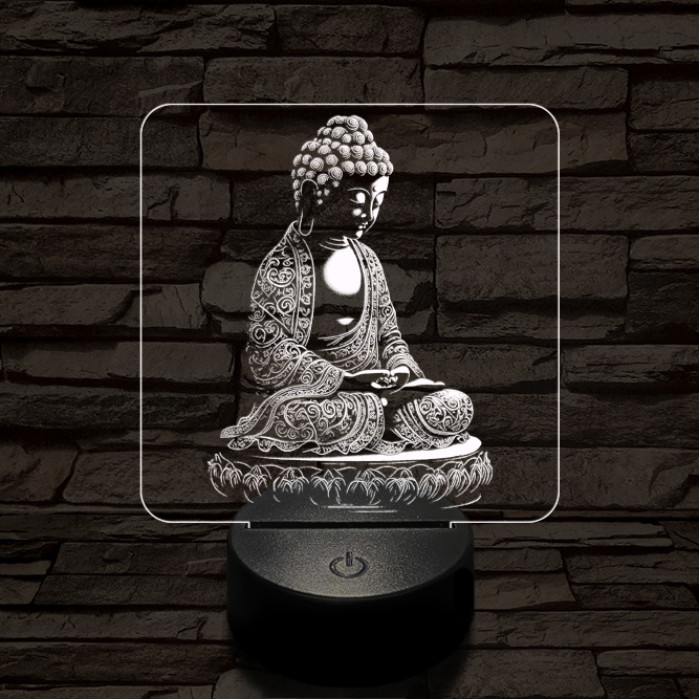 Buddha  meditál 7 színű  3D led lámpa
