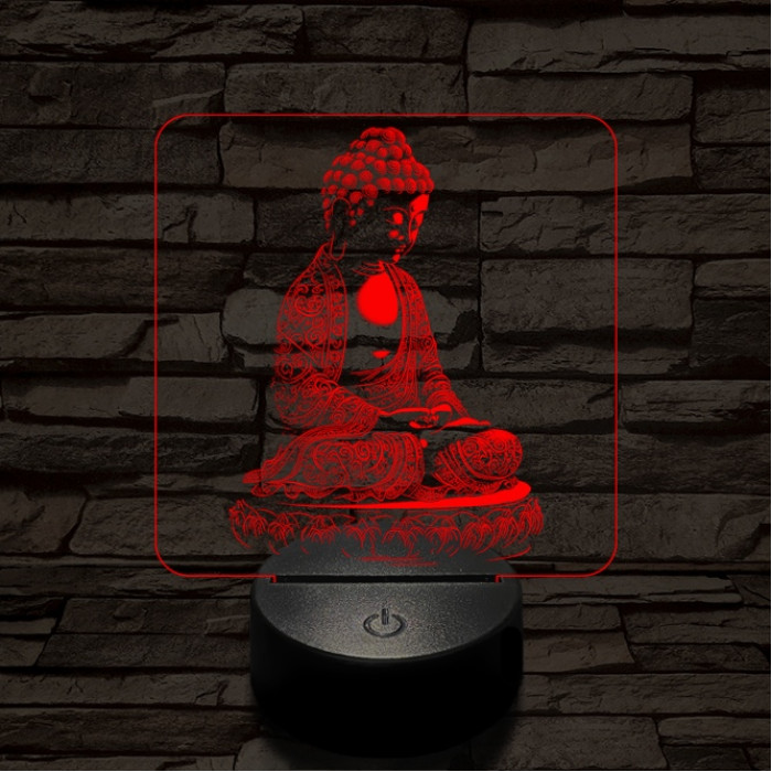 Buddha  meditál 7 színű  3D led lámpa