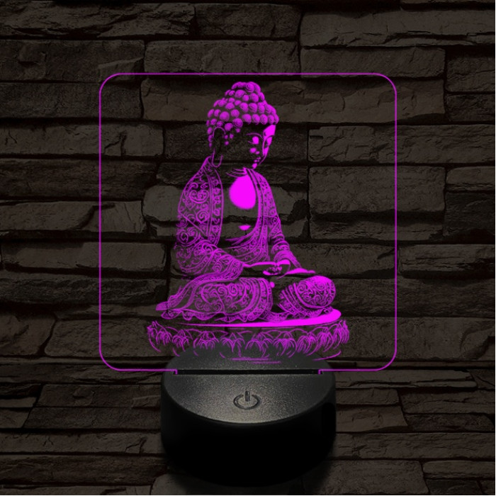 Buddha  meditál 7 színű  3D led lámpa