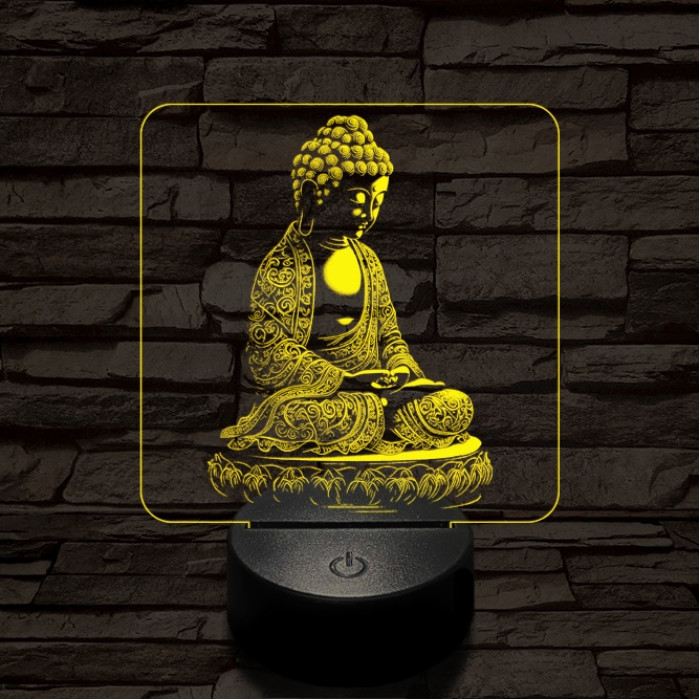 Buddha  meditál 7 színű  3D led lámpa