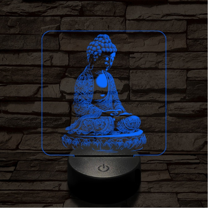 Buddha  meditál 7 színű  3D led lámpa
