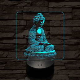 Buddha  meditál 7 színű  3D led lámpa