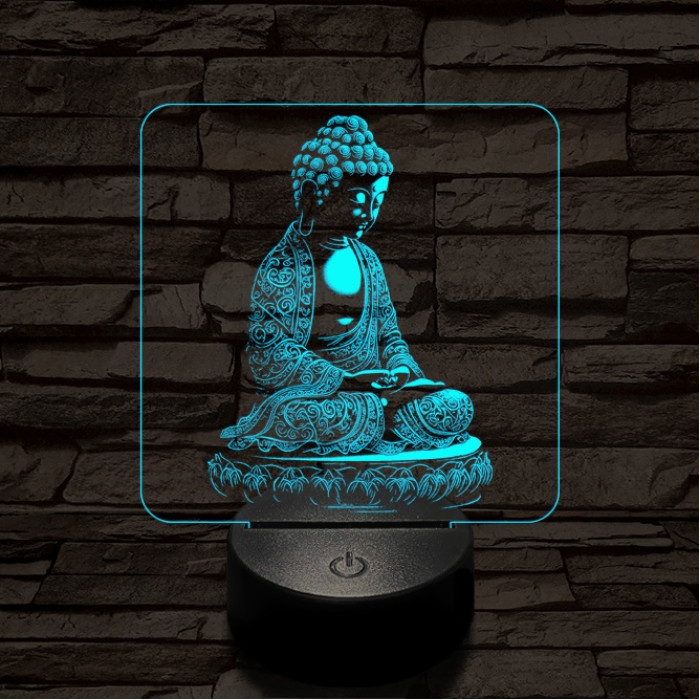 Buddha  meditál 7 színű  3D led lámpa