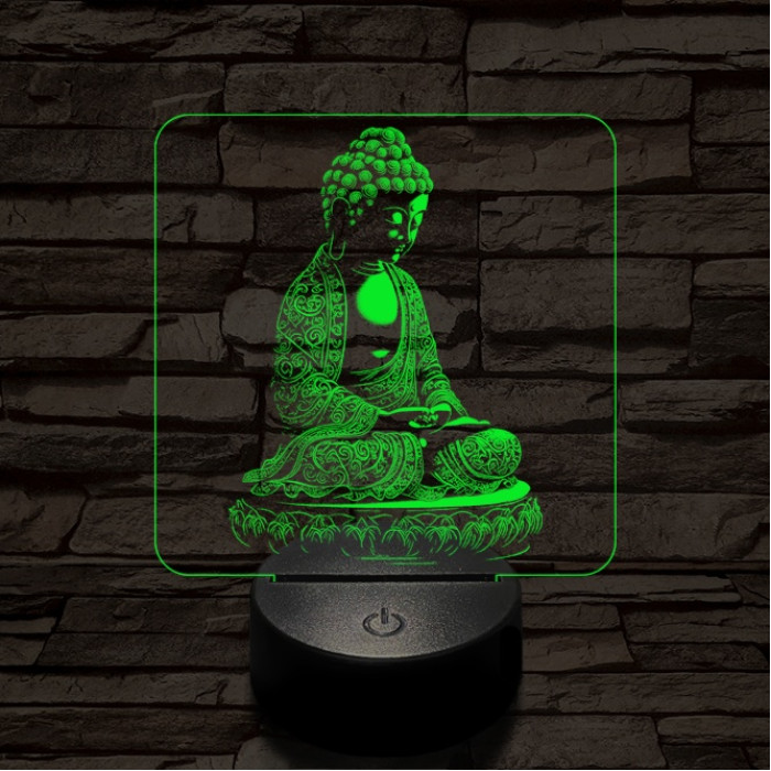 Buddha  meditál 7 színű  3D led lámpa