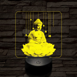 Buddha  lótuszon 7 színű  3D led lámpa