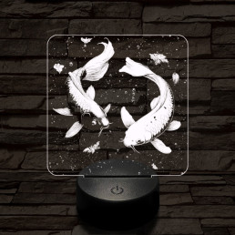 Jin Jang halak 7 színű  3D led lámpa