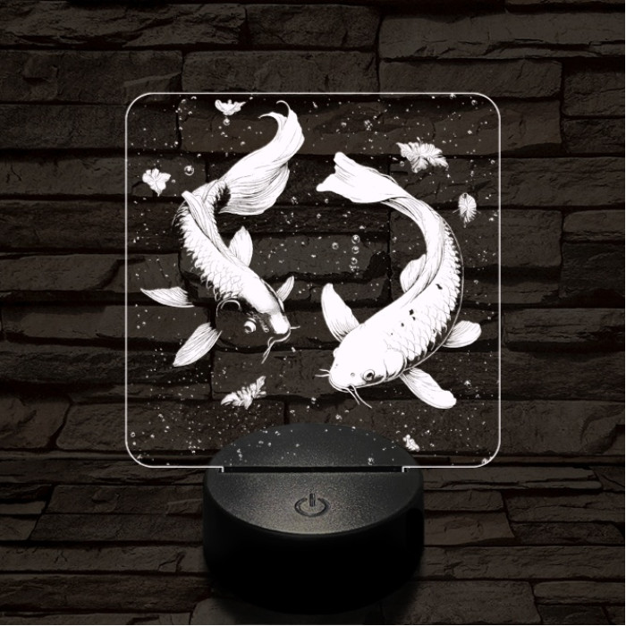 Jin Jang halak 7 színű  3D led lámpa