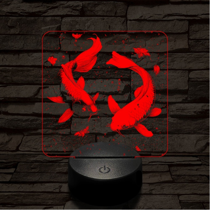 Jin Jang halak 7 színű  3D led lámpa