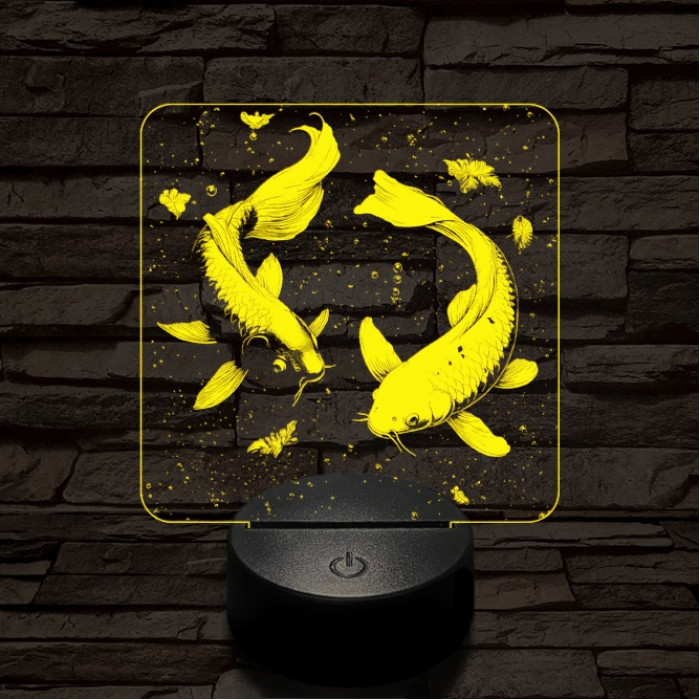 Jin Jang halak 7 színű  3D led lámpa