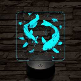 Jin Jang halak 7 színű  3D led lámpa