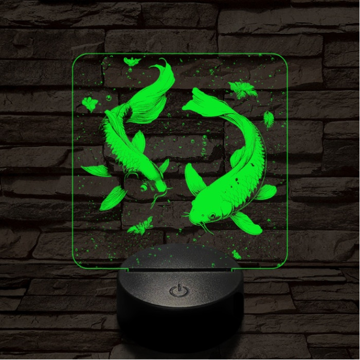 Jin Jang halak 7 színű  3D led lámpa