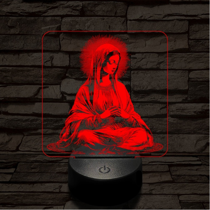 Szűzanya 7 színű valósághű 3D led lámpa