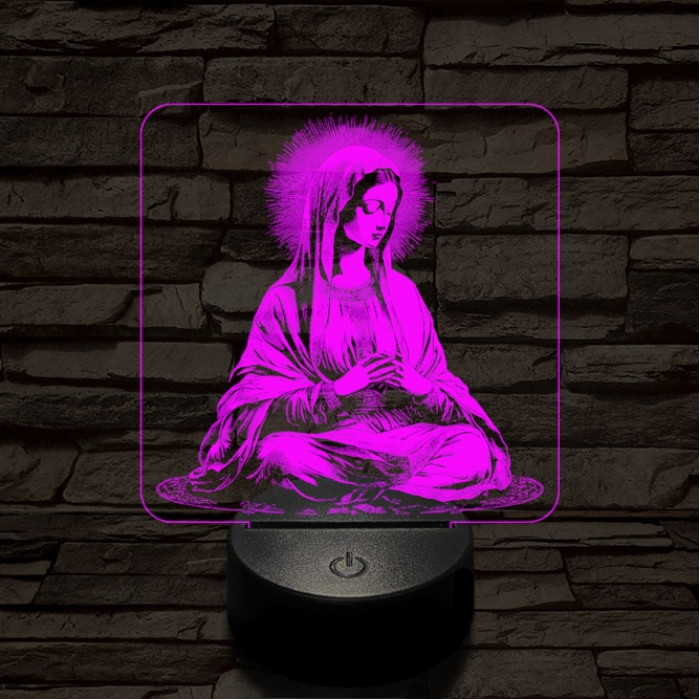 Szűzanya 7 színű valósághű 3D led lámpa