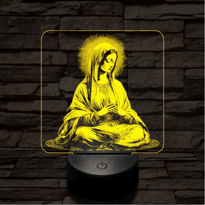 Szűzanya 7 színű valósághű 3D led lámpa