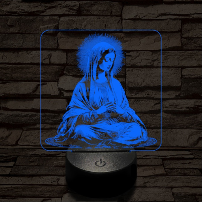 Szűzanya 7 színű valósághű 3D led lámpa