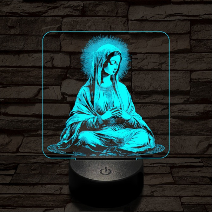 Szűzanya 7 színű valósághű 3D led lámpa