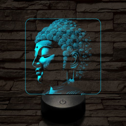 Buddha profil 7 színű  3D led lámpa