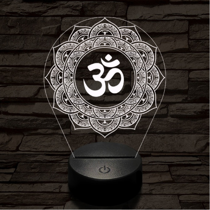 OM mandala 7 színű  3D led lámpa