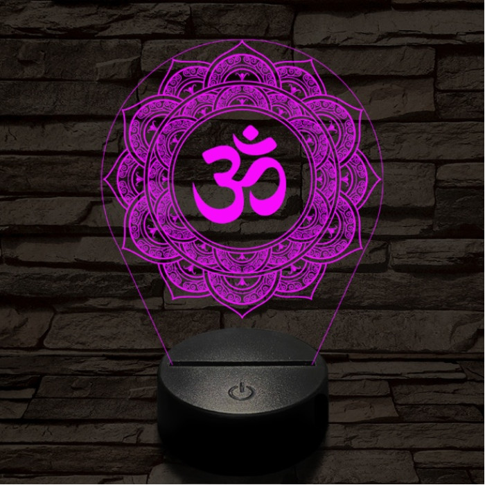 OM mandala 7 színű  3D led lámpa