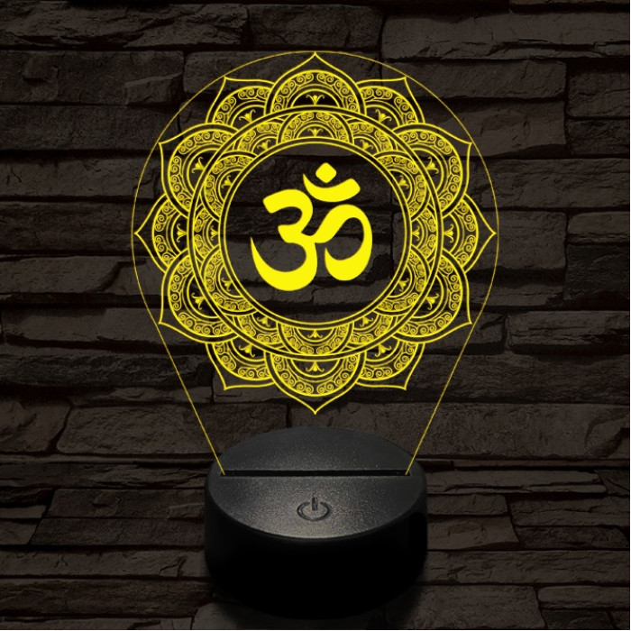 OM mandala 7 színű  3D led lámpa