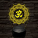 OM mandala 7 színű  3D led lámpa
