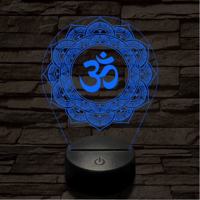 OM mandala 7 színű  3D led lámpa