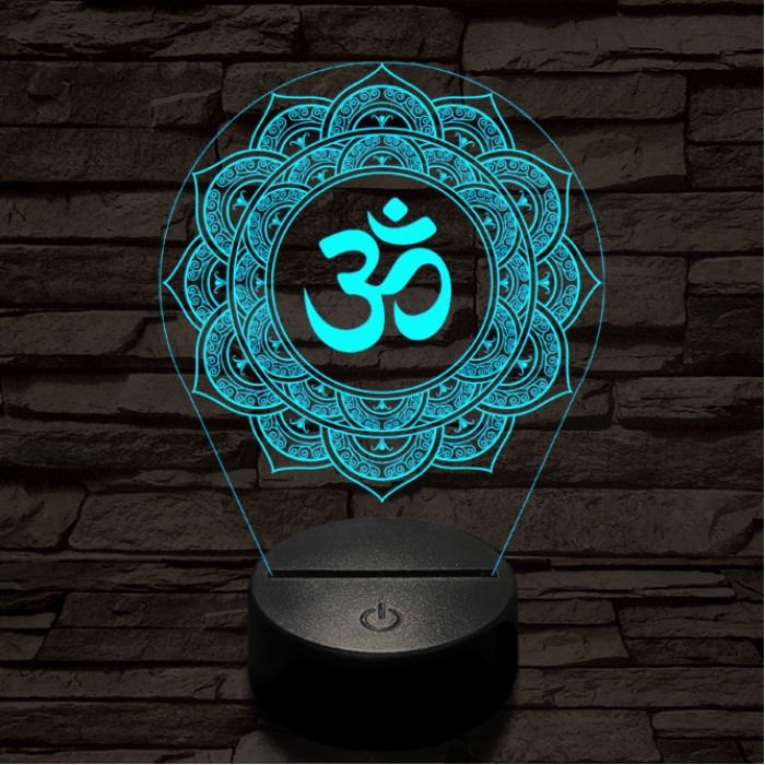 OM mandala 7 színű  3D led lámpa