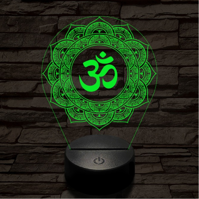 OM mandala 7 színű  3D led lámpa