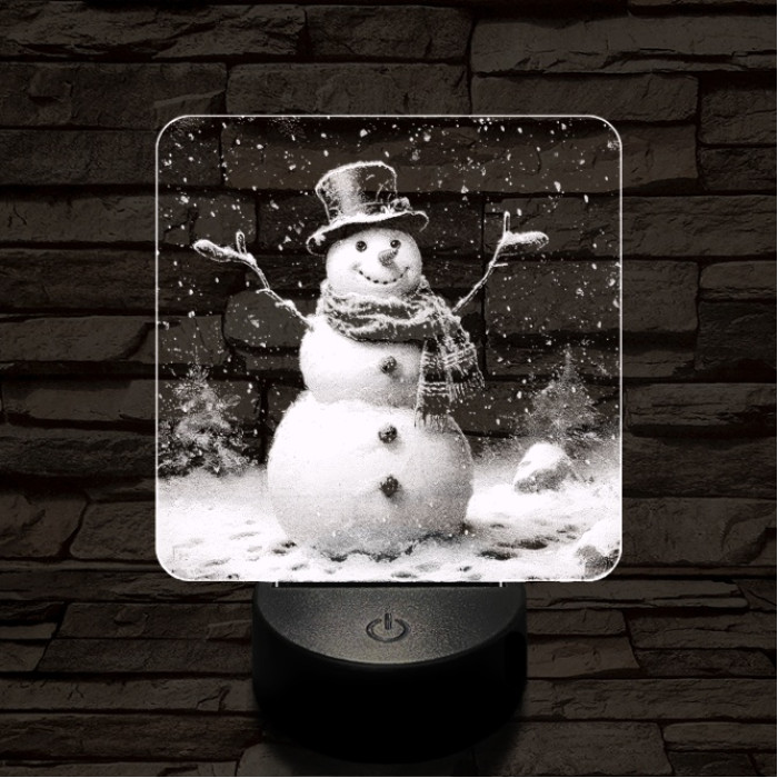 Ünneplő hóember 7 színű valósághű 3D led lámpa