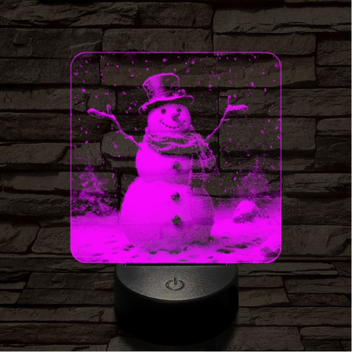 Ünneplő hóember 7 színű valósághű 3D led lámpa
