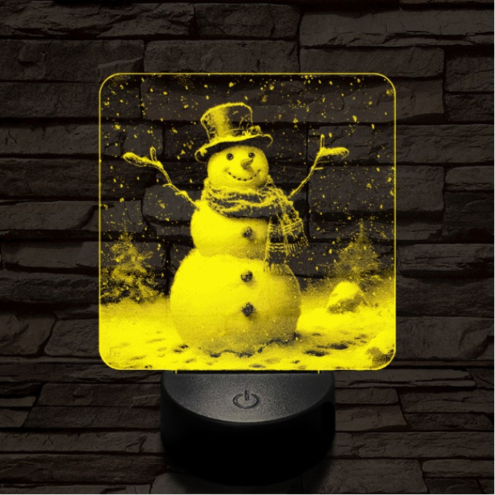 Ünneplő hóember 7 színű valósághű 3D led lámpa