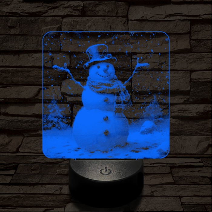 Ünneplő hóember 7 színű valósághű 3D led lámpa