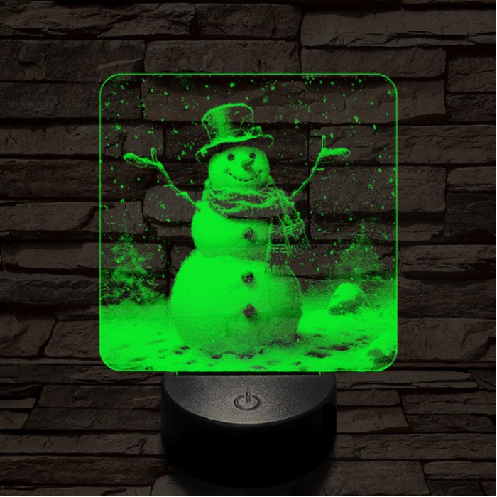 Ünneplő hóember 7 színű valósághű 3D led lámpa