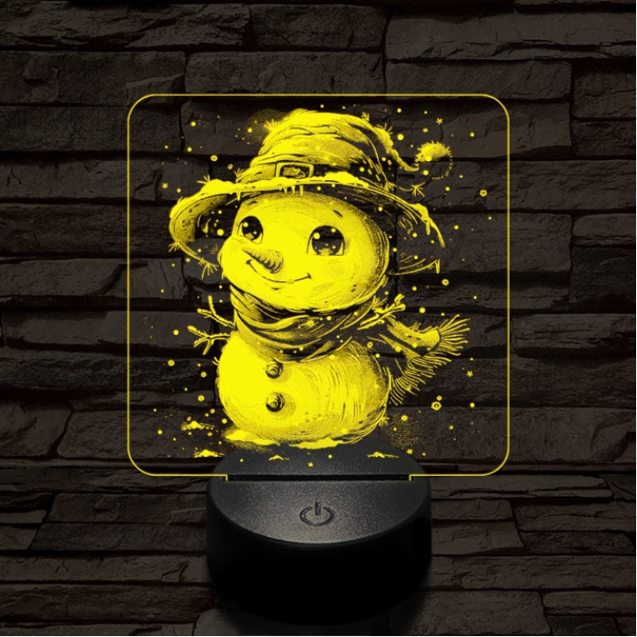 Picúr hóember 7 színű valósághű 3D led lámpa