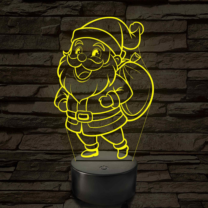 Mikulás figurás – 7 színű, színváltós 3D LED lámpa
