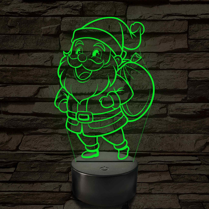 Mikulás figurás – 7 színű, színváltós 3D LED lámpa