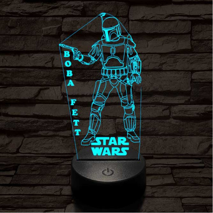 Boba Fett 7 színű led lámpa 
