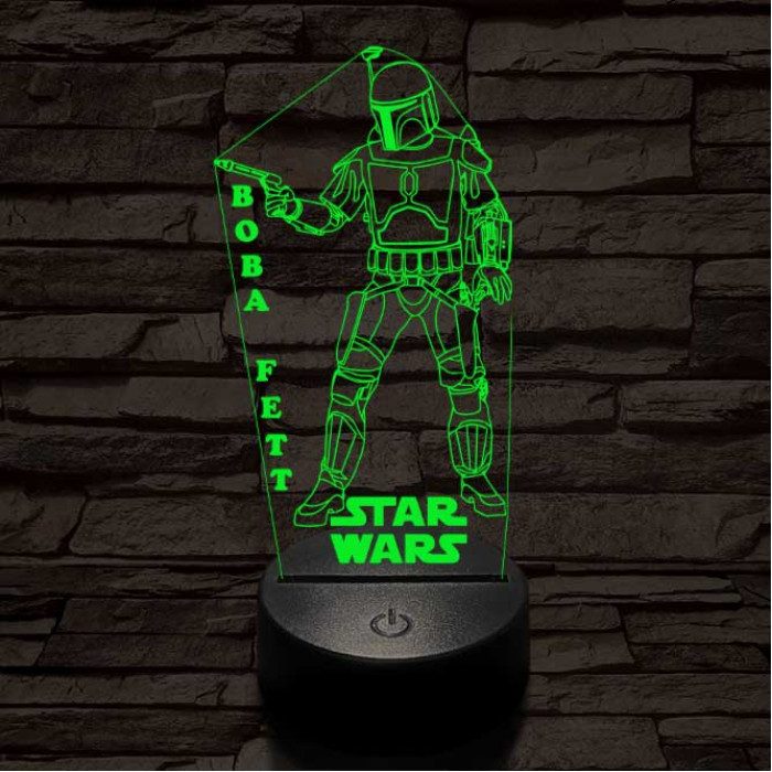 Boba Fett 7 színű led lámpa 