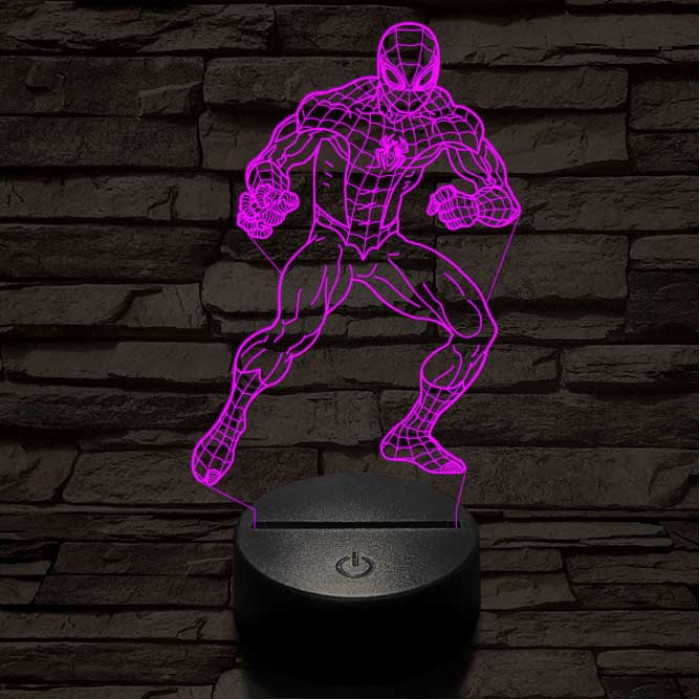 Támadó pókember 7 színű 3D led lámpa