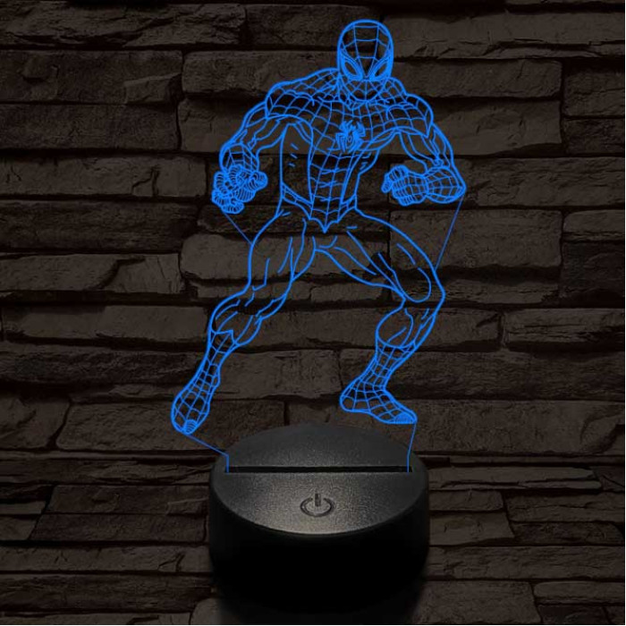 Támadó pókember 7 színű 3D led lámpa