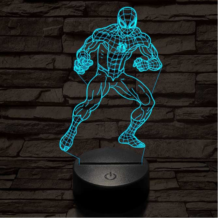Támadó pókember 7 színű 3D led lámpa