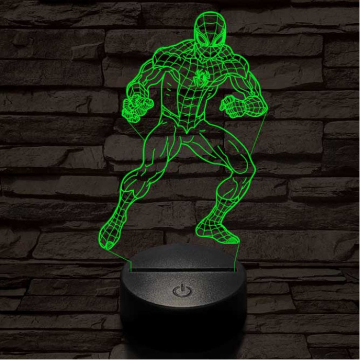 Támadó pókember 7 színű 3D led lámpa