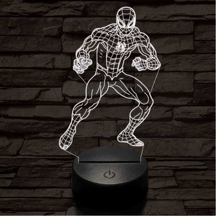 Támadó pókember 7 színű 3D led lámpa