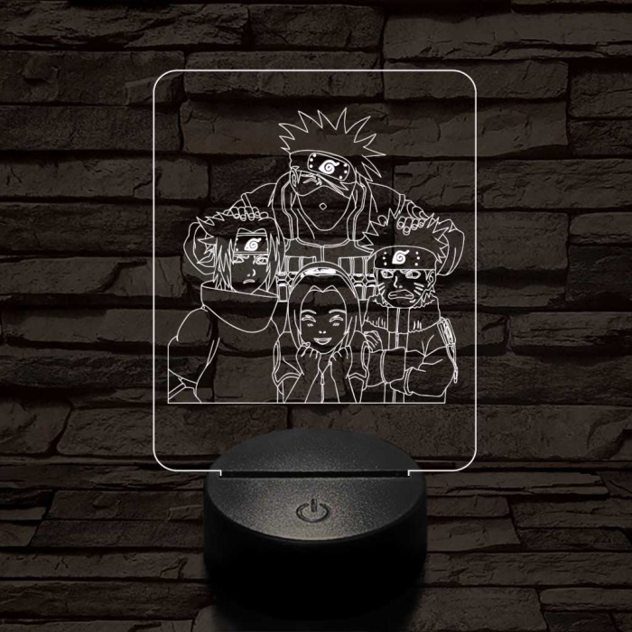 Naruto-csoport 7 színű 3D led lámpa