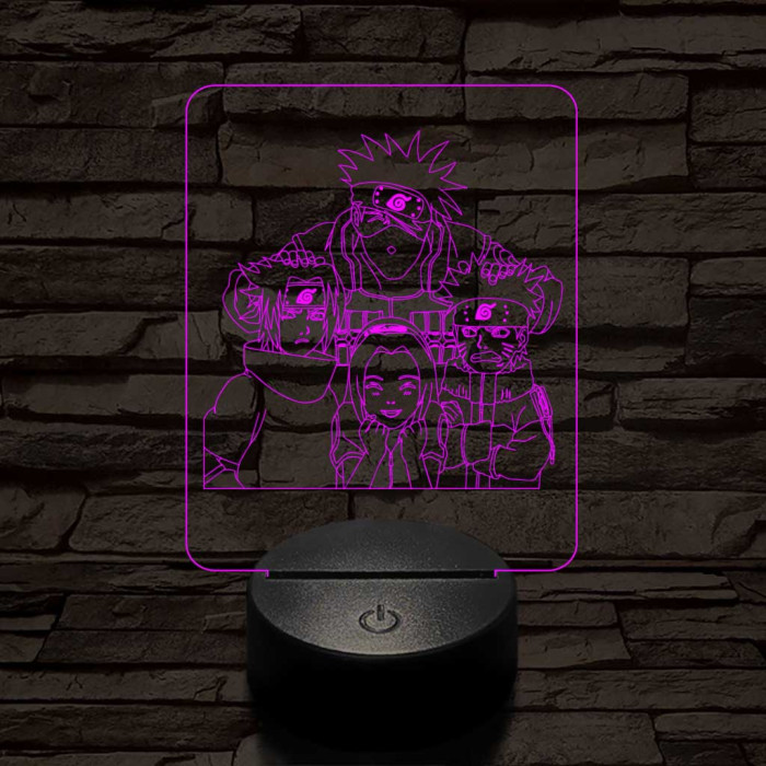 Naruto-csoport 7 színű 3D led lámpa