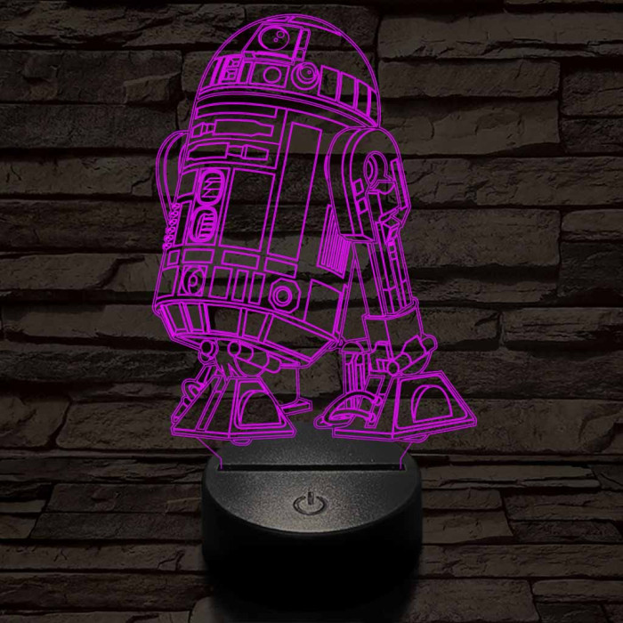 R2D2 a robot 7 színű 3D led lámpa
