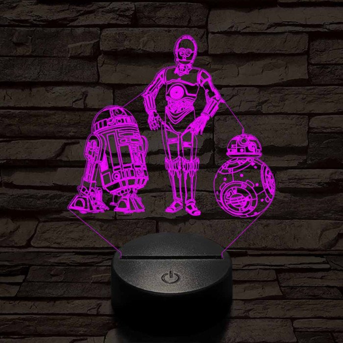 R2D2-Aranyember-BB8 színű 3D led lámpa