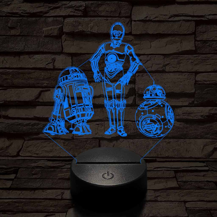 R2D2-Aranyember-BB8 színű 3D led lámpa